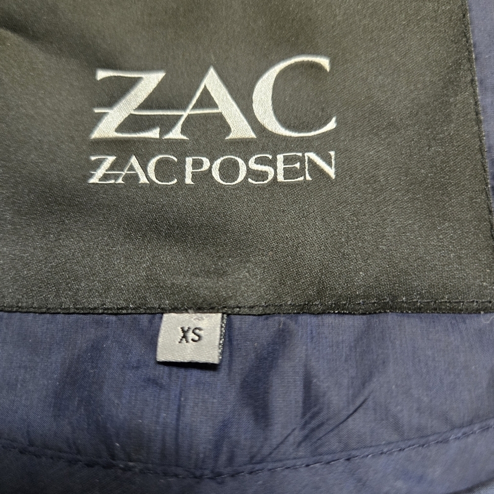 ZAC POSEN Designer Navy Blue Fit And Flare Lightweight Jacket With Hood. XS - Picture 11 of 14